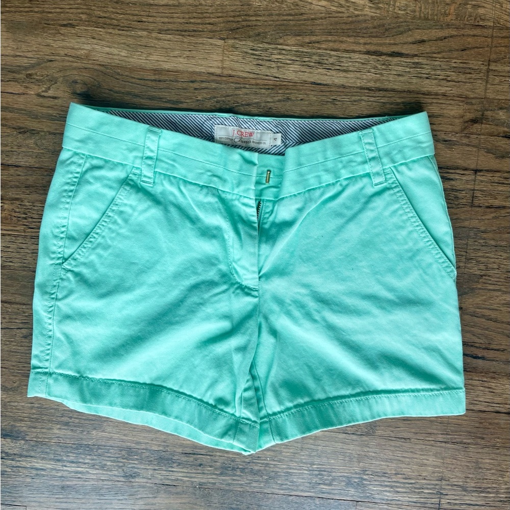 J. Crew Mint Green High-Rise Chino Shorts
